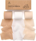 Vitalizart Handmade Chiffon Silk Ribbon Fringe 1.5" x 21 Yd White & Camel by Vitalizart