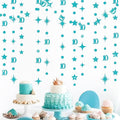 Teal Blue 10th Birthday Decorations Number 10 Circle Dot Star Garland Glitter by pinkblume