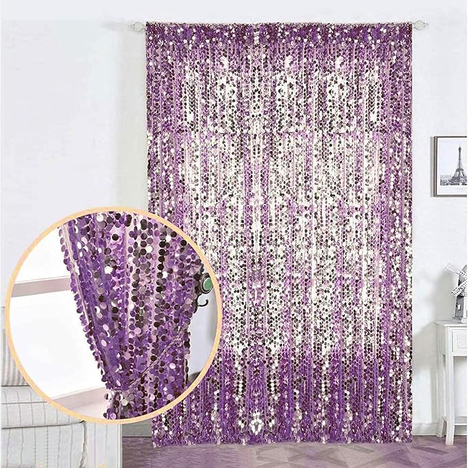 9x9FT Big Sequin Purple Backdrop Curtains, Sequin Photo Backdrop Payette - Image 5