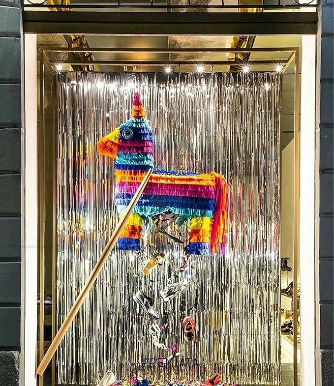 GOER 3.2 ft x 9.8 ft Metallic Tinsel Foil Fringe Curtains Party Photo Backdrop - Image 4