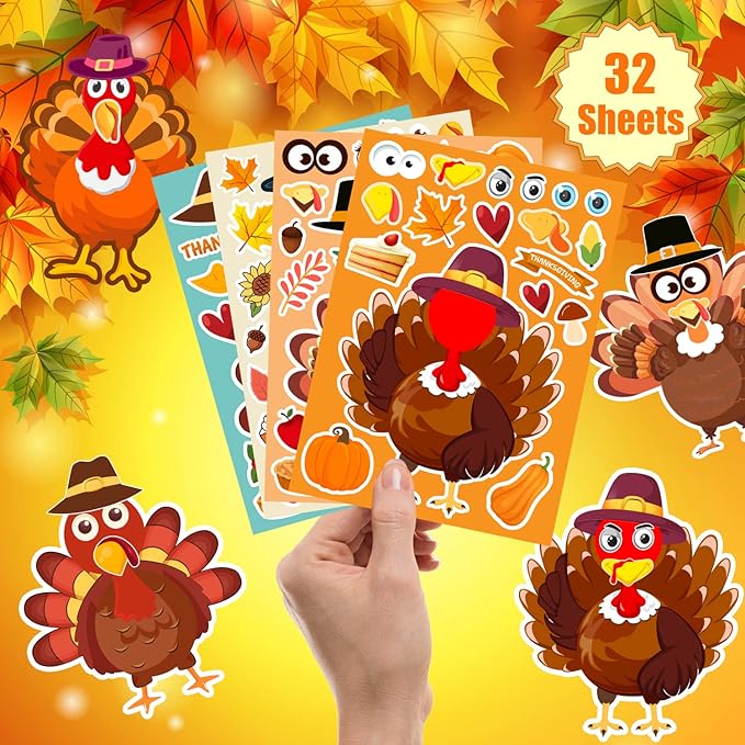 32 Sheets Thanksgiving Stickers, Thanksgiving Crafts - Image 4