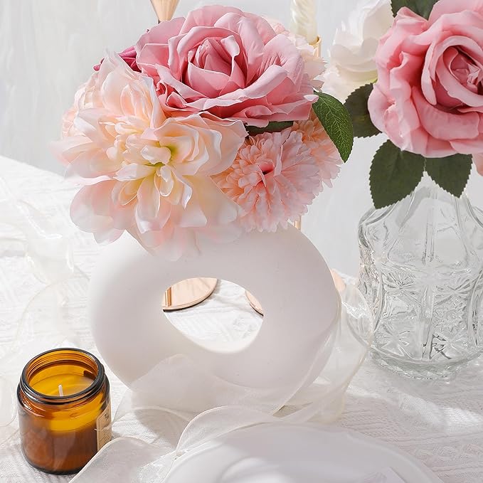 AGIRL Rose Artificial Flowers Combo Fake Flowers Pink Roses Silk Flowers - Image 5