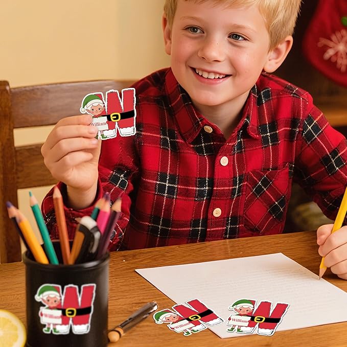 Personalized Christmas Stickers, Custom Name & Elf Waterproof Christmas Gift - Image 6