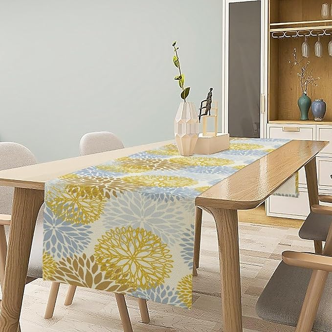 Flowers Table Runner, Spring Summer Floral Pattern Seasonal Farmhouse Kitchen - Image 2