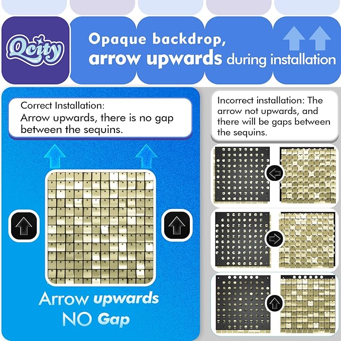 Qcity Matte White Sequin Wall Backdrop 36PCS, Square Sequin Glitter Backdrop - Image 9
