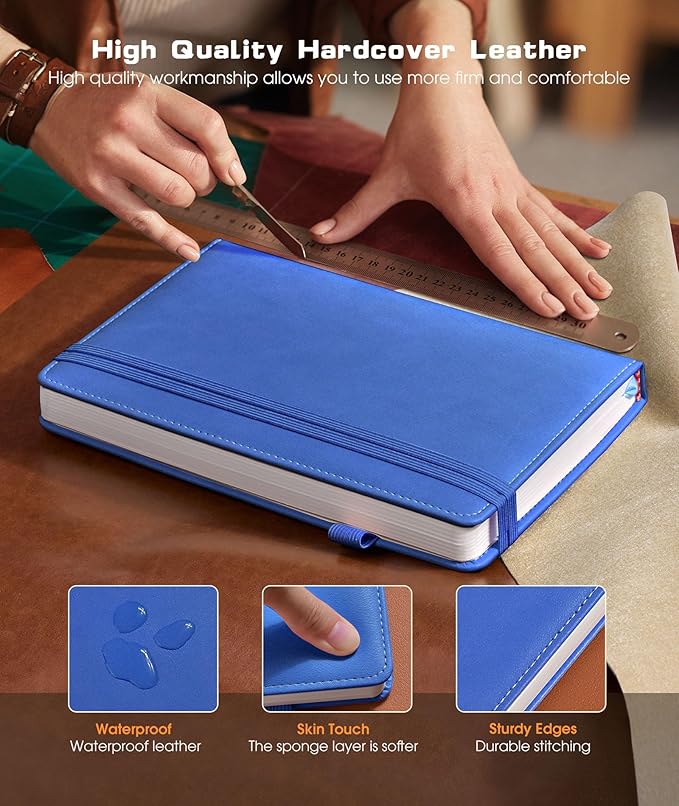 Lined Journal Notebook for Women Men, 256 Numbered Pages Hardcover Leather - Image 2