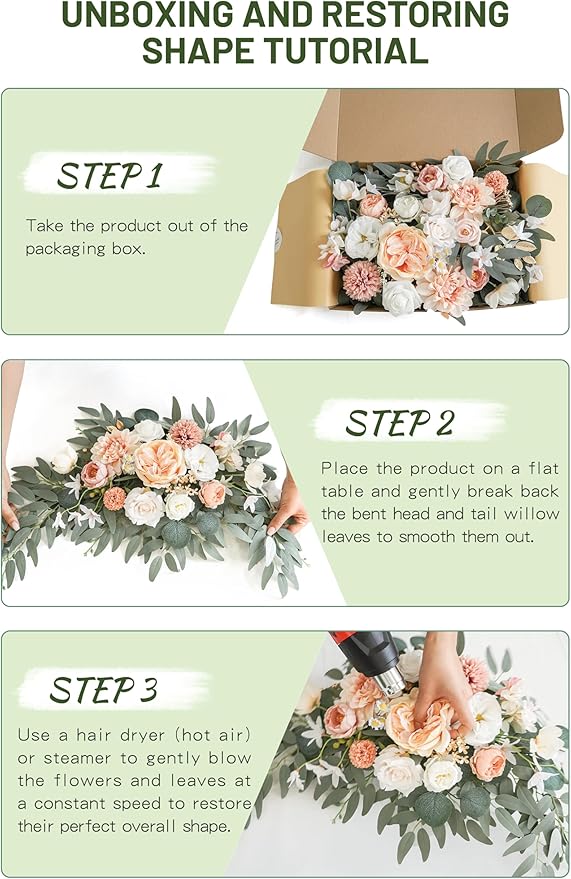 Faux Flower Swag Set of 2 for Wedding Welcome Signs Floral Swag Wedding - Image 7
