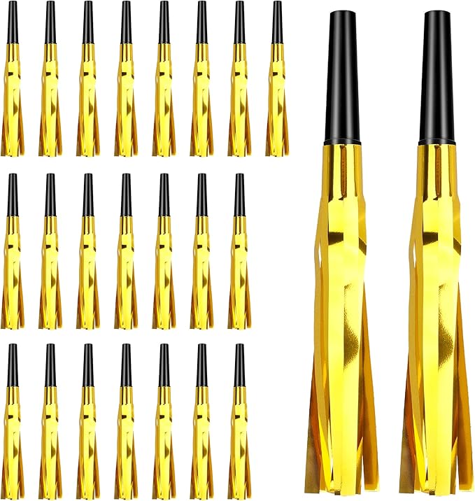 Noise Makers, Glitter Metallic Fringed Party Blowers Noisemakers Horns by Psxuie