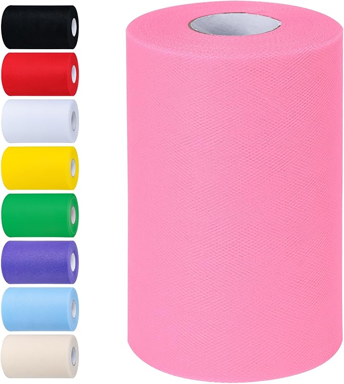 Light Pink Tulle Fabric Rolls 6 Inch by 100 Yards Tulle Roll Spool Fabric by Unknown