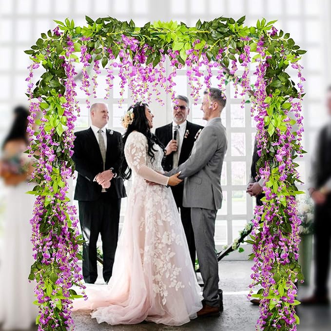 DearHouse 4Pcs 6.6Ft/Piece Artificial Flowers Silk Wisteria Garland Artificial - Image 2