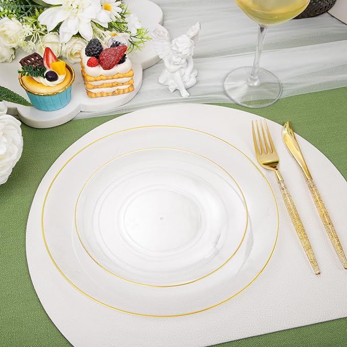Liacere 150PCS Clear Gold Plastic Plates - Image 8