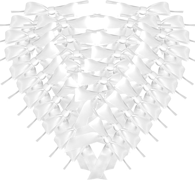 50pcs 2-1/2" White Satin Ribbon Bows by Micomon