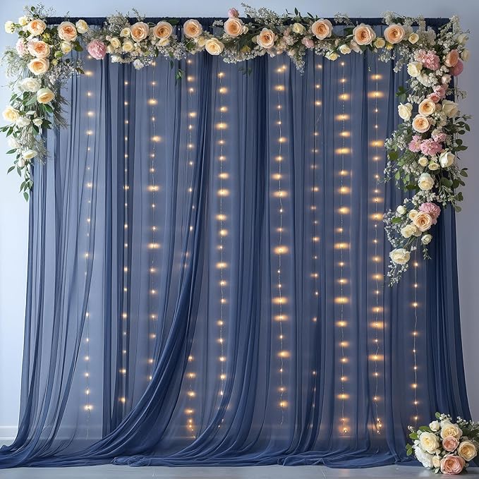 20ft X 10ft Navy Blue Tulle Backdrop Curtain - Image 7