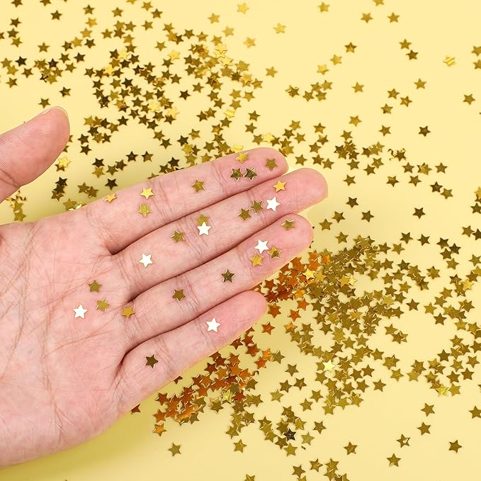STEFORD 150g Gold Star Confetti, 6mm Glitter Stars Shiny Gold Table Confetti - Image 4