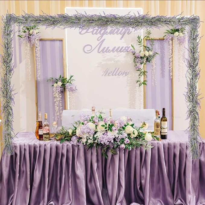 MAKHOT Spring Summer Lavender Purple Garland, 6Ft Lavender Artificial Green - Image 3