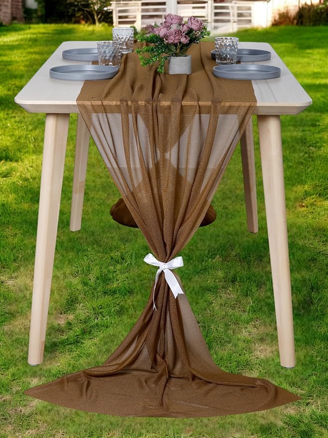 MDS 25 Pack 10ft Chiffon Table Runner 29 x 120 Inches Sheer Wedding Runner by MDS