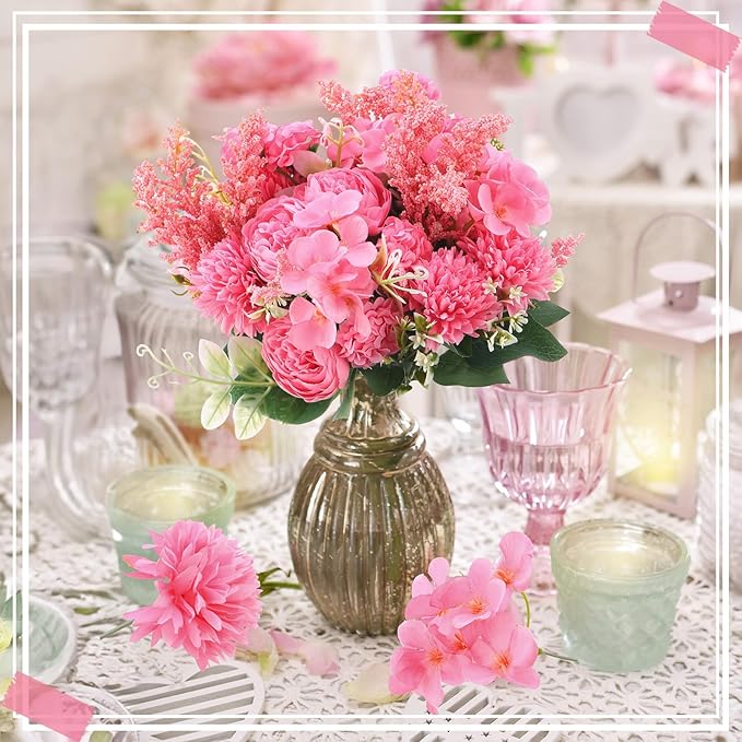 Zeyune 8 Pcs Wedding Silk Flowers Fake Silk Flowers Faux Bouquet Hydrangea - Image 6