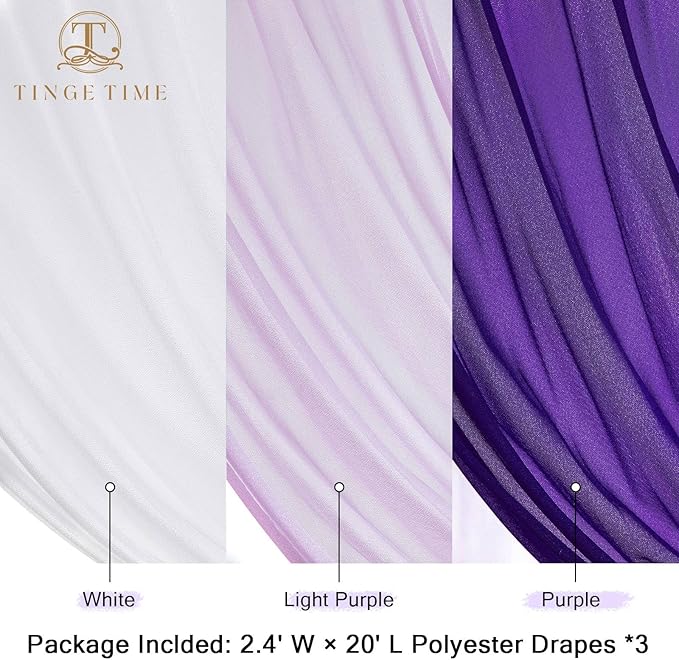 TINGE TIME 3 Panels Wedding Arch Draping Fabric - Image 2