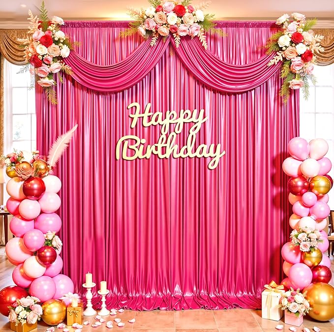 10ftx10ft Hot Pink Sequin Backdrop Curtain by CO-AVE