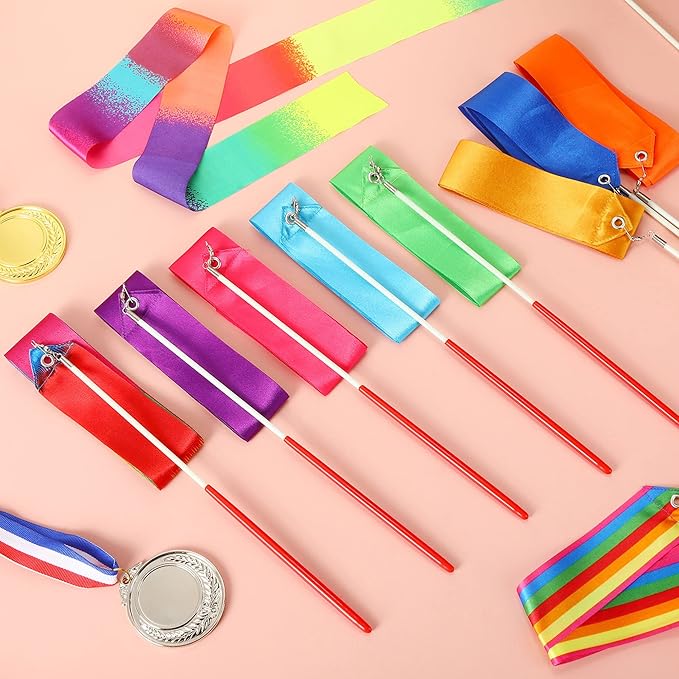 Yilloog Ribbon Dancing Wands Party Favors, 78.7 Inch Gymnastics Ribbon - Image 2