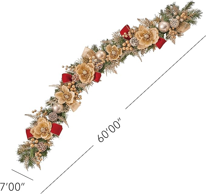 5ft Handcrafted Premium Christmas Garland Glittery Glam Magnolia - Image 3