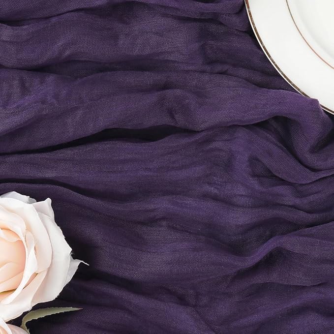 6 Pack Plum Purple Cheesecloth Table Runner 35x120 Inch Boho Gauze Table Runner - Image 7