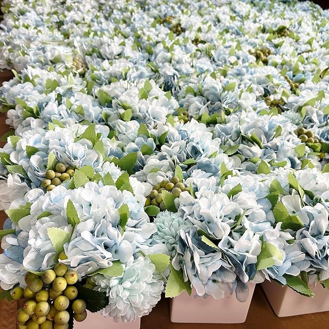 LADADA Fake Flowers in Ceramic Vase, Faux Hydrangea Flower Arrangements - Image 5
