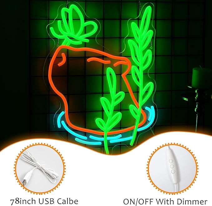LISIGNVE Capybara Swim Neon Sign Butterfly Led Sign Dimmable Switch Cartoon - Image 2