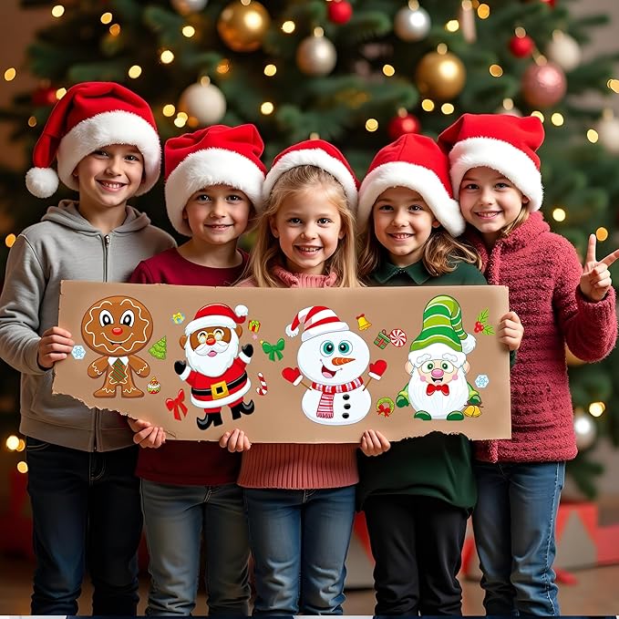 JOYIN 24 Pcs Christmas Make-a-face Stickers, Make Your Own Characters Mix and - Image 5