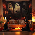 QGHOT Halloween Tapestry Wall Hanging Horror Castle Window Tapestry Gothic by QGHOT