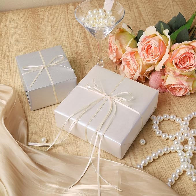 LaRibbons Nude Satin Ribbon 1/8 Inch 100 Yards Thin Luxury Double Faced Ivory - Image 2