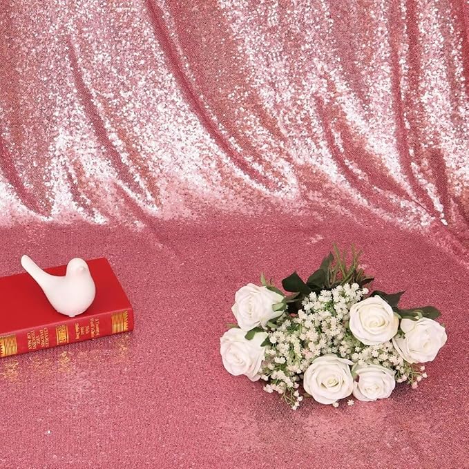 Eternal Beauty Sequin Backdrop Curtains, 2x8 Ft-2 Panels Fuchsia Pink Back Drop - Image 5