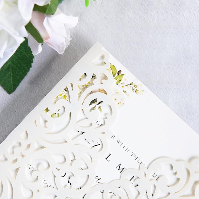 20Pcs Ivory Laser Cut Invitation Cards - Image 8