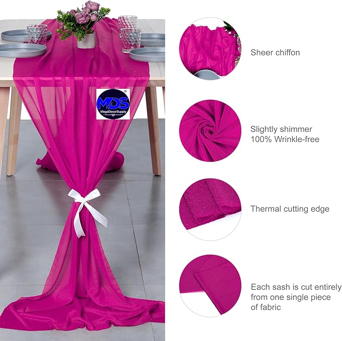 MDS 2 Pack 14ft Chiffon Table Runner 29 x 170 Inches Sheer Wedding Runner - Image 3