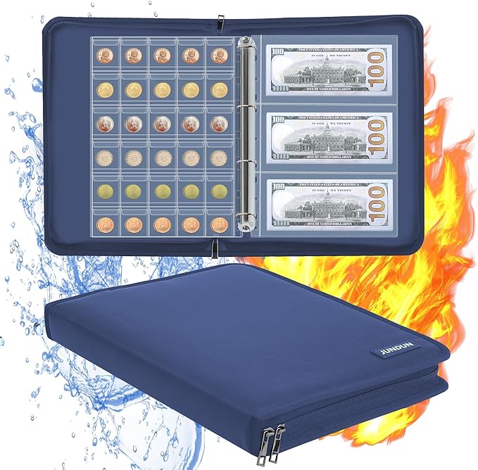 Coin Collection Book Holder for Collectors, 300 Pockets Fireproof Coins by JUNDUN