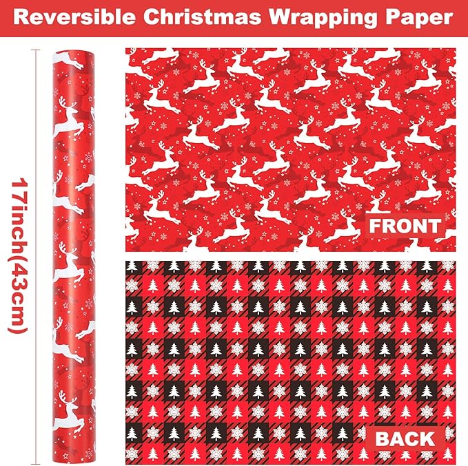 Ulmasinn Reversible Christmas Wrapping Paper Roll - Image 8