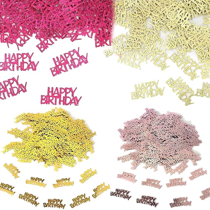 560 PCS Glitter Happy Birthday Confetti, Rose Gold Table Decorations, by Unknown