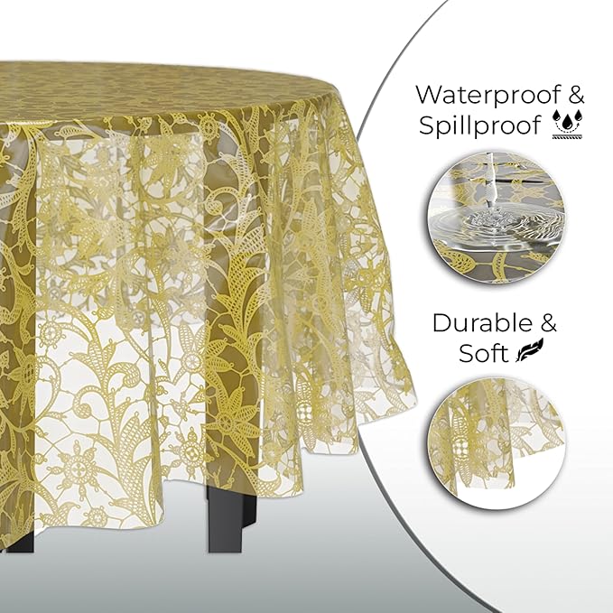 Exquisite Lace Table Cloth Round Table Plastic 12-Pack Lace Tablecloth Round - Image 4