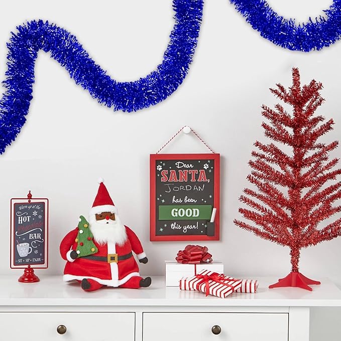 25 Feet Blue Christmas Tinsel Garland, Metallic Foil Twist Banner Wall Hanging - Image 7