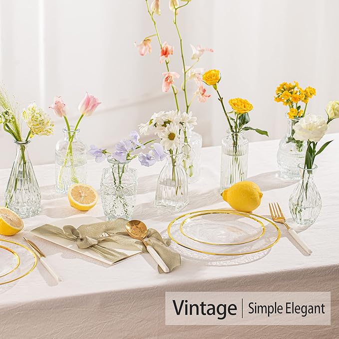 Vintage Small Vases for Flowers Set of 10, Mini Bud Vases for Flowers, Wedding - Image 2