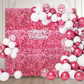 12PCS Deep Pink Shimmer Wall Backdrop, Laser Square Sequin Photo Backdrops Panel by ZEBMOON