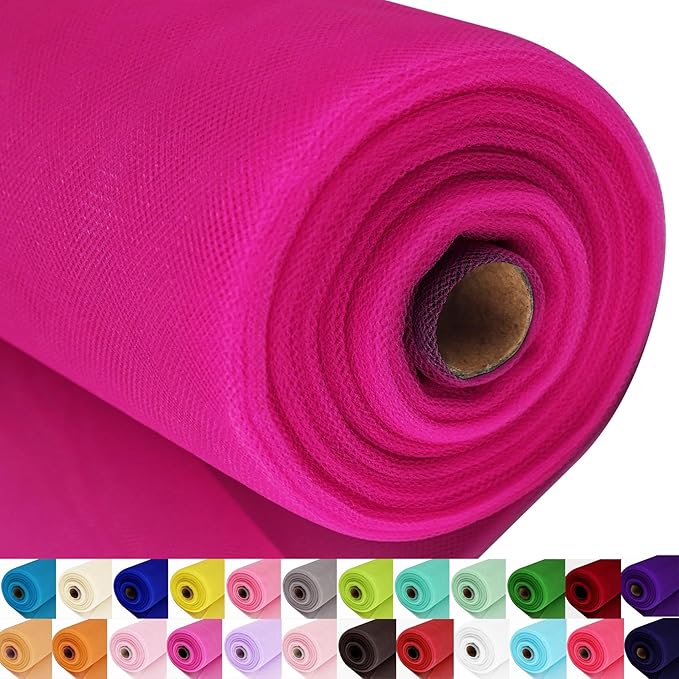 Fuchsia Tulle Fabric Roll Spool Bolt Large Tulle Wedding Party Decoration by AblemeDeco