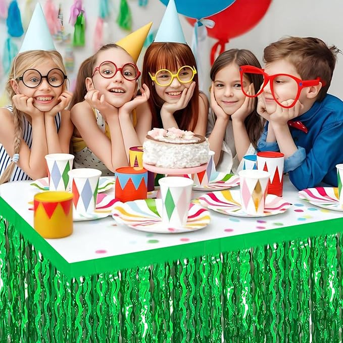 6 Pack 29x108 Inch Green Wave Foil Fringe Table Skirts Metallic Banner - Image 5