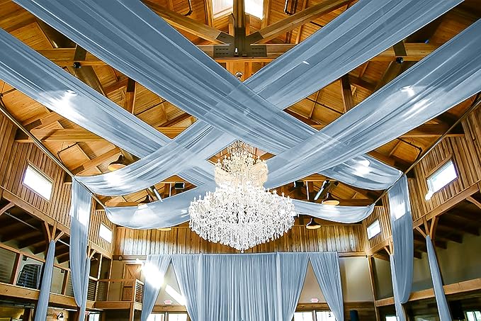 6 Panels Dusty Blue Ceiling Drapes - Image 7