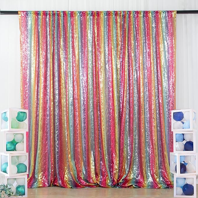 ShinyBeauty 7FTx7FT Glitter Rainbow Backdrop - Image 2