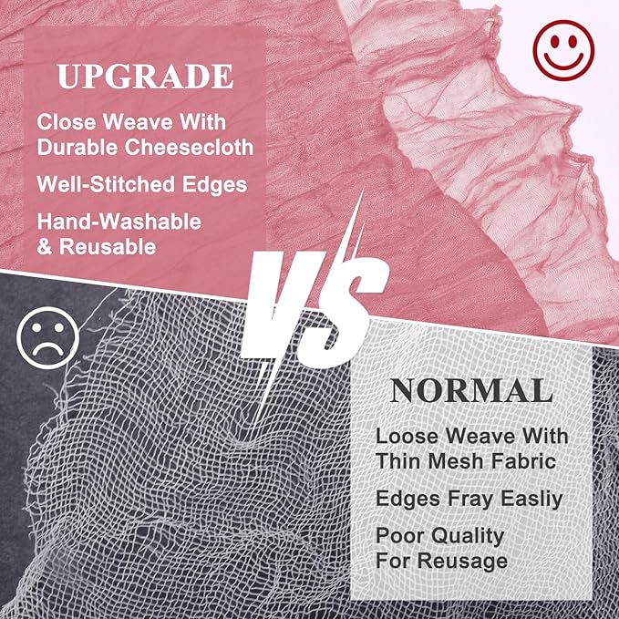 Asee'm 6pcs Cheesecloth Table Runner 120 Inches Dusty Rose Boho Gauze Cheese - Image 4