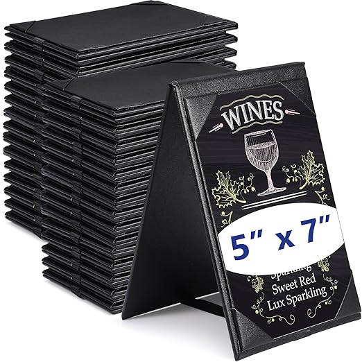 Gerrii Leatherette Table Tents Black PU Leather Menu Covers Bulk Double Sided by Gerrii