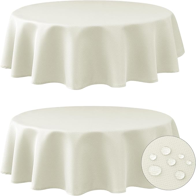 Fitable 2 Pack Beige Round Table Cloth by Fitable