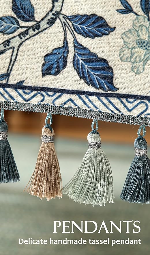 Decorative Linen Table Runner 71 Inches Long, Chinoiserie Blue Floral Cloth - Image 4