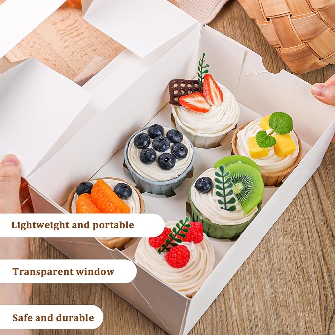 HANSGO 6 Count Cupcake Boxes, Party Supplies 9.5x6.3x3.5 Inch - Image 3